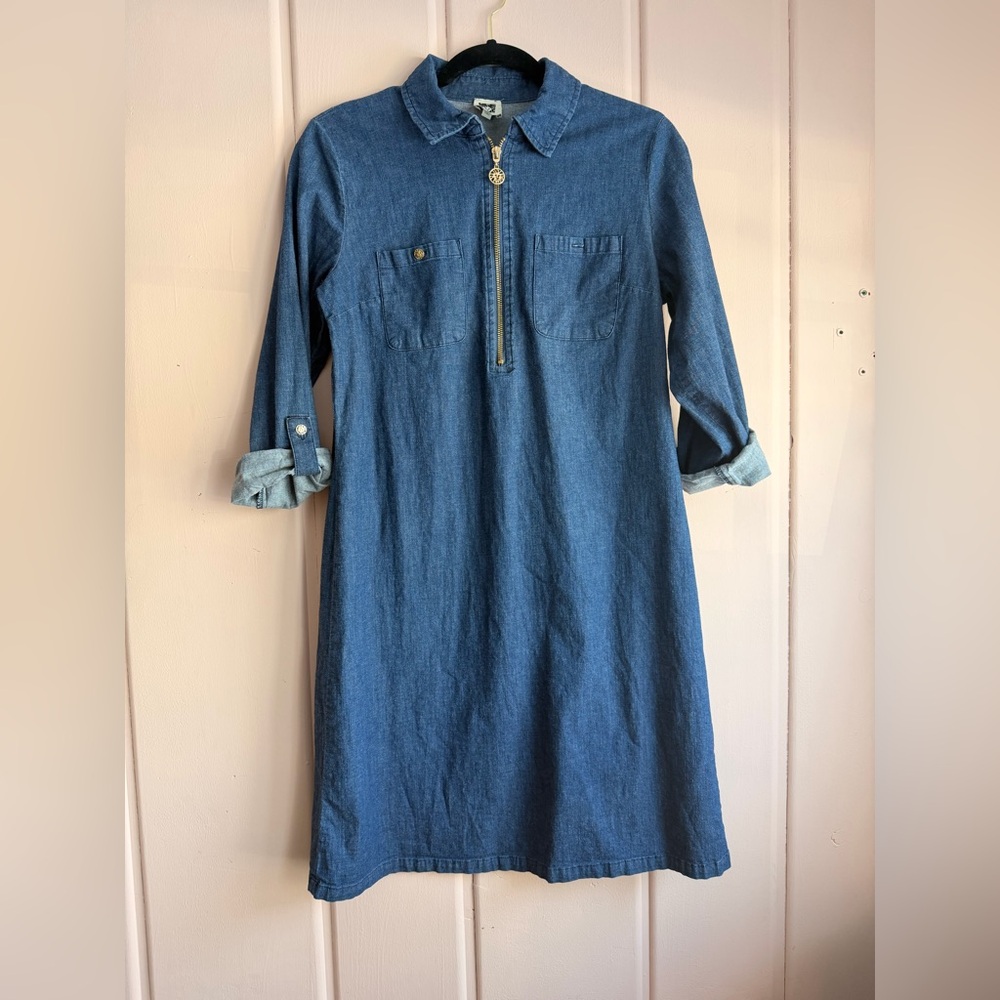 Anne Klein Blue Zip-Up Denim Dress sz6